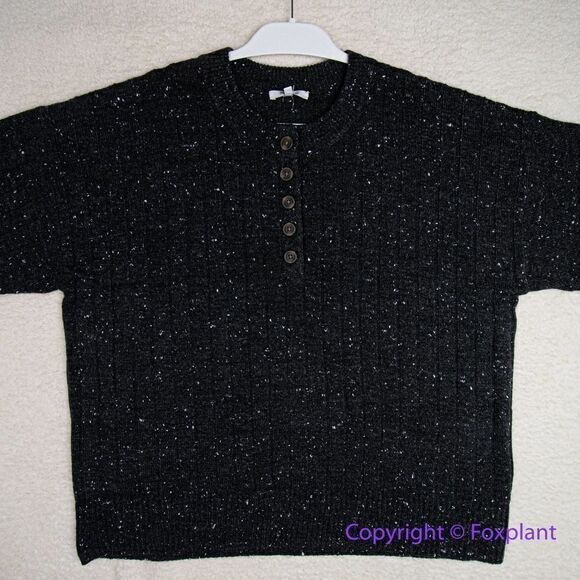 NEW Madewell Donegal dowden Henley Sweater in Coziest Yarn, black, plus size 3X - Picture 10 of 16